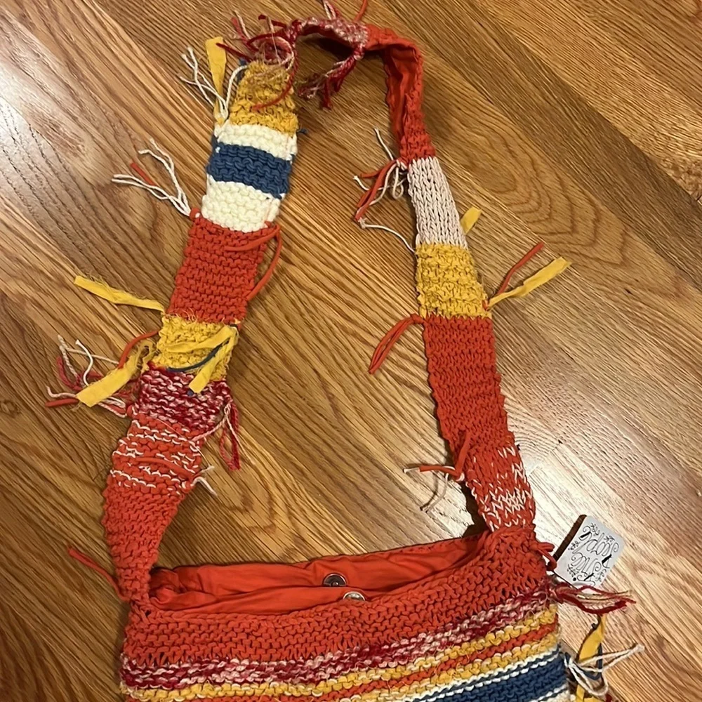 NWT Free People Northbound Hobo Bag Cotton Crochet Multicolor Shoulder Bag Tote